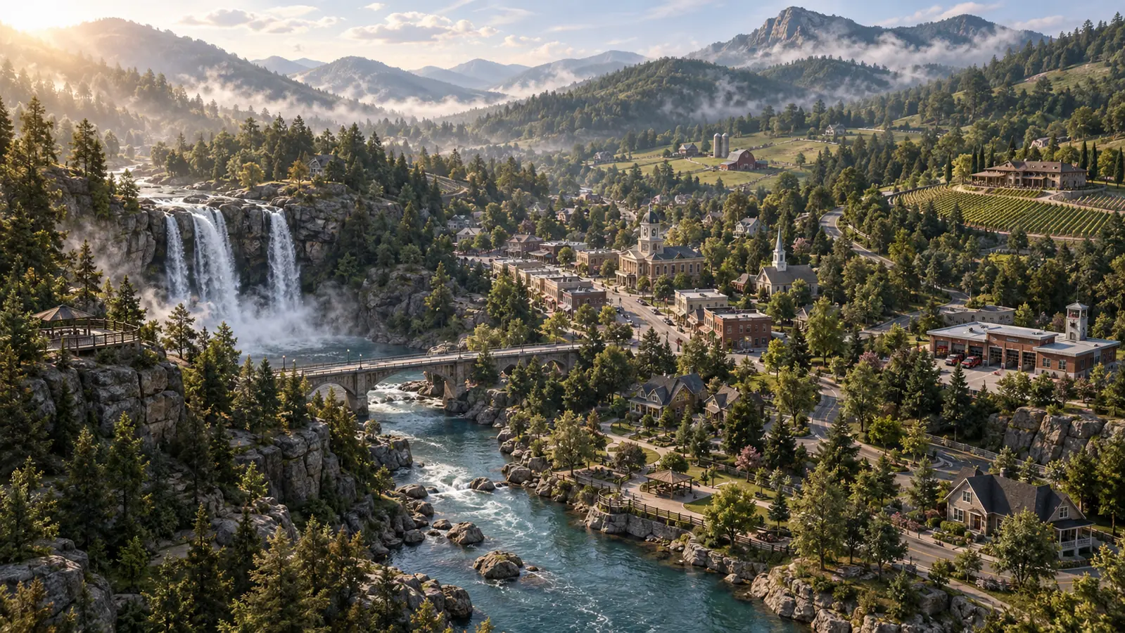 Aerial view of Stonebrook Falls